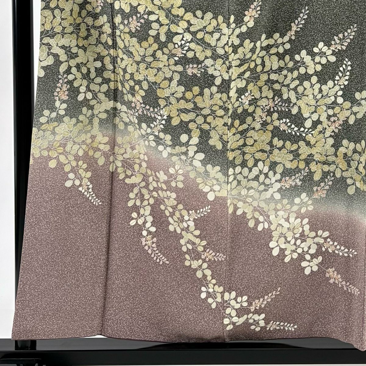【美品】訪問服 身長156cm 袖長65.5cm M 雙層 鈴乃屋 金銀彩 漸層 染分 灰綠 純蠶絲 秀品級