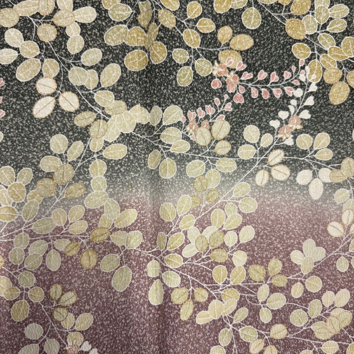 【美品】訪問服 身長156cm 袖長65.5cm M 雙層 鈴乃屋 金銀彩 漸層 染分 灰綠 純蠶絲 秀品級