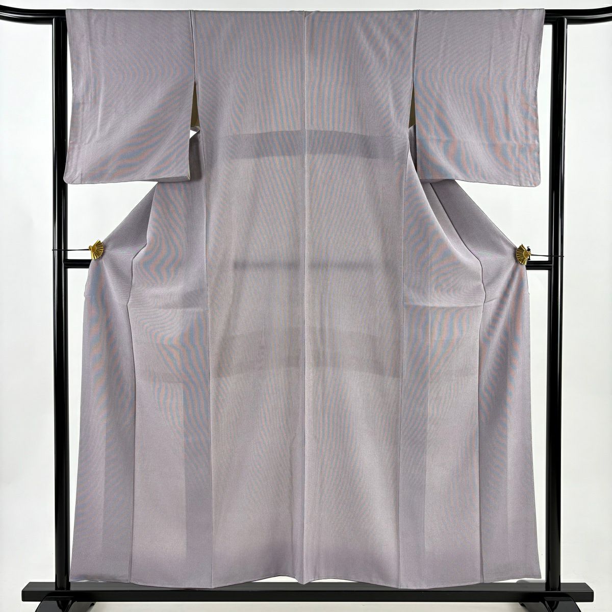 【美品】 江戶小紋 身長157cm 袖長62cm S 雙層 伊と幸 落款あり 萬筋 灰紫 純蠶絲 秀品級