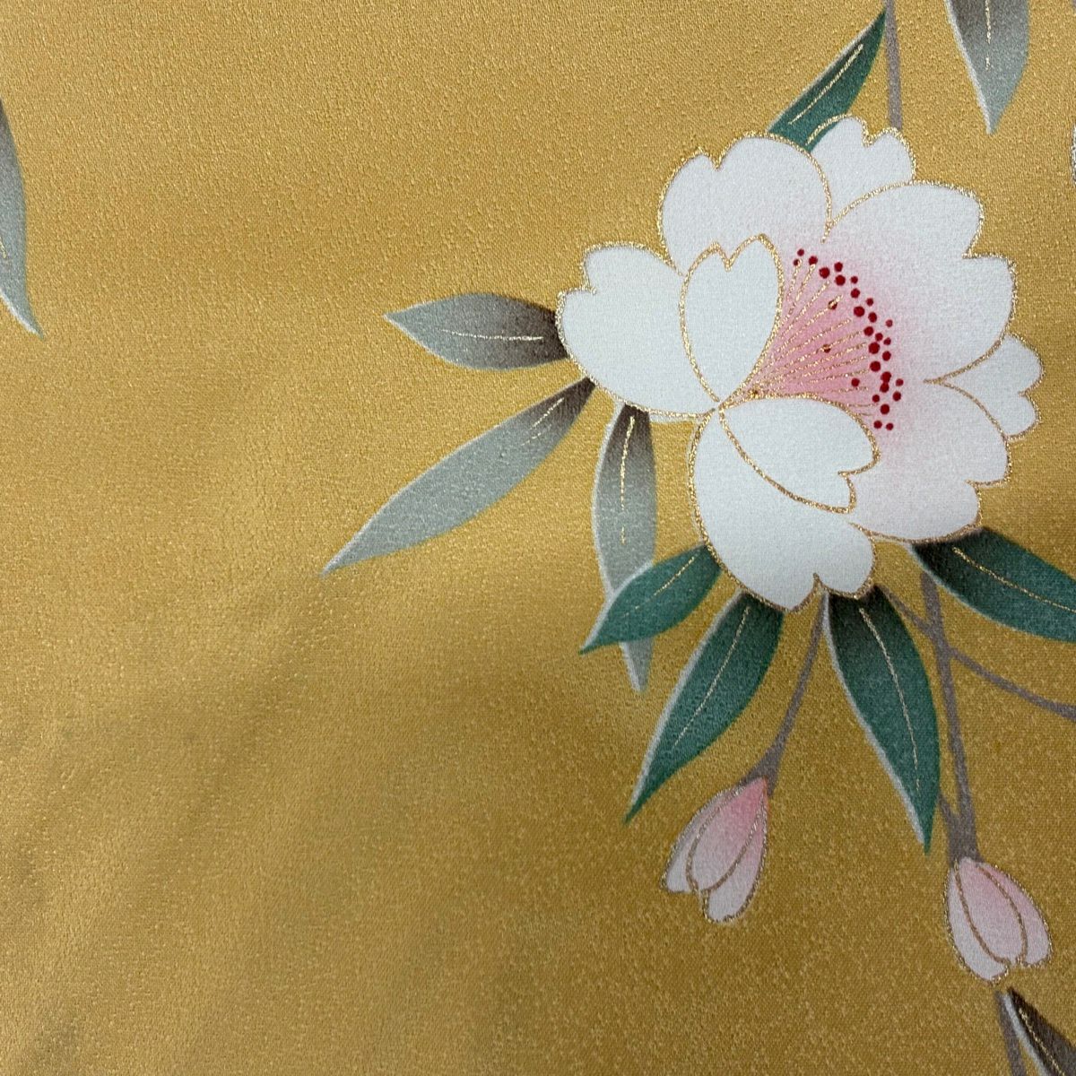 振袖禮服 身長160.5cm 袖長64.5cm M 雙層 枝垂櫻 蝴蝶 金絲 金銀彩 山吹 純蠶絲 優品級