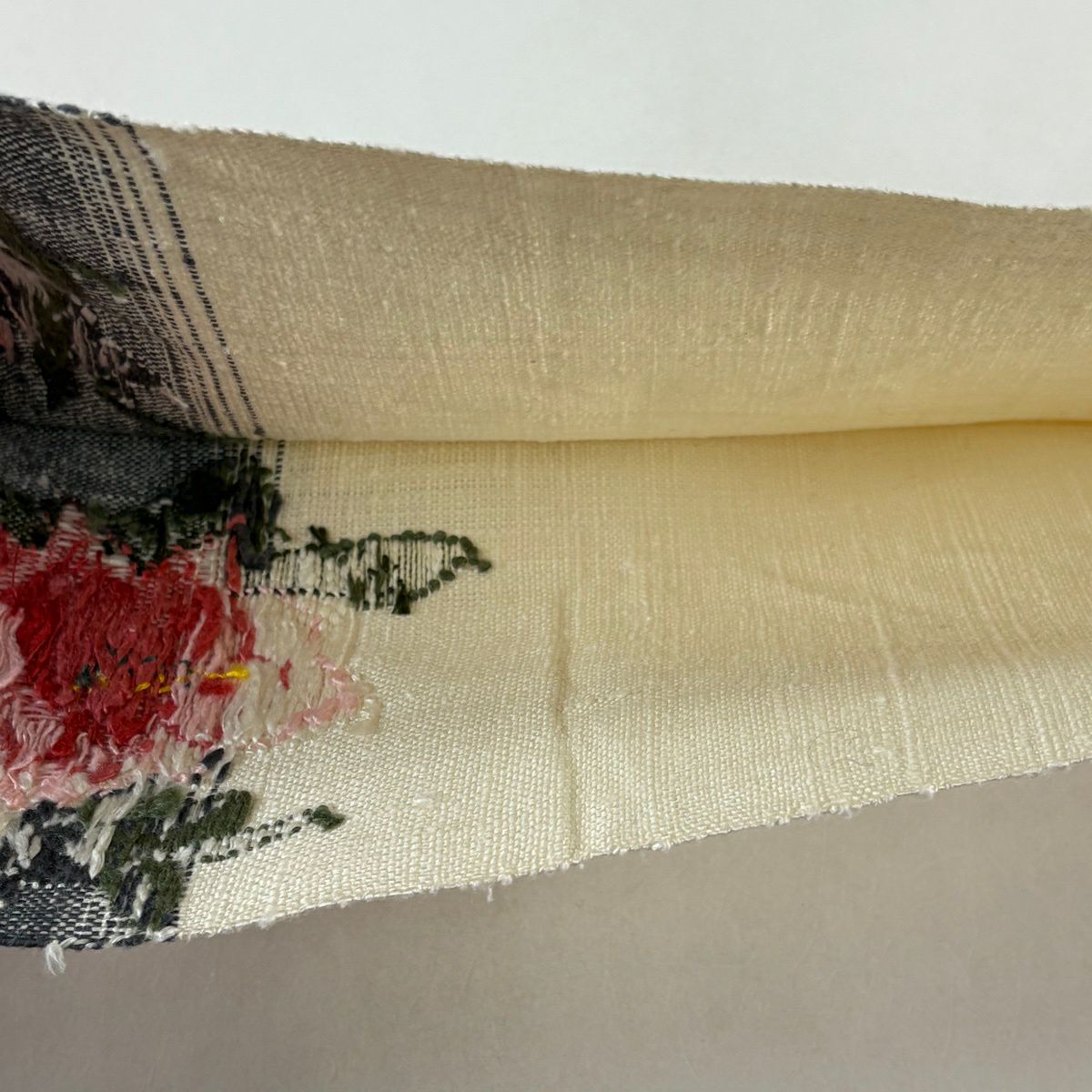 【美品】 名古屋帶 秀品級 渡文 草花紋 薄紫 純蠶絲