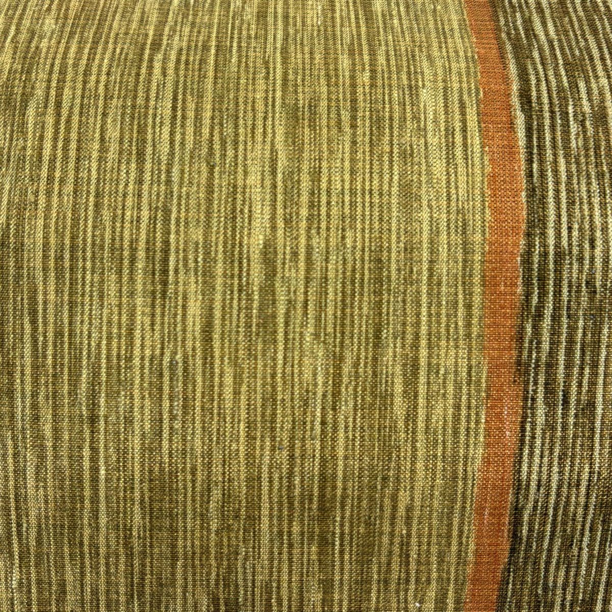 【美品】 名古屋帶 優品級 幾何圖案 金絲 鶯色 純蠶絲