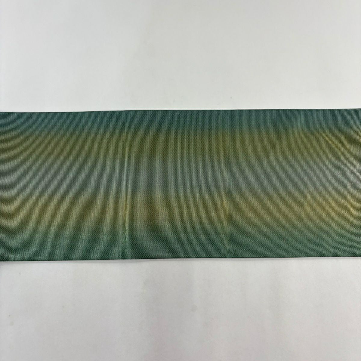 【美品】 袋帶 優品級 斜條紋 金絲 綠色 六通 純蠶絲