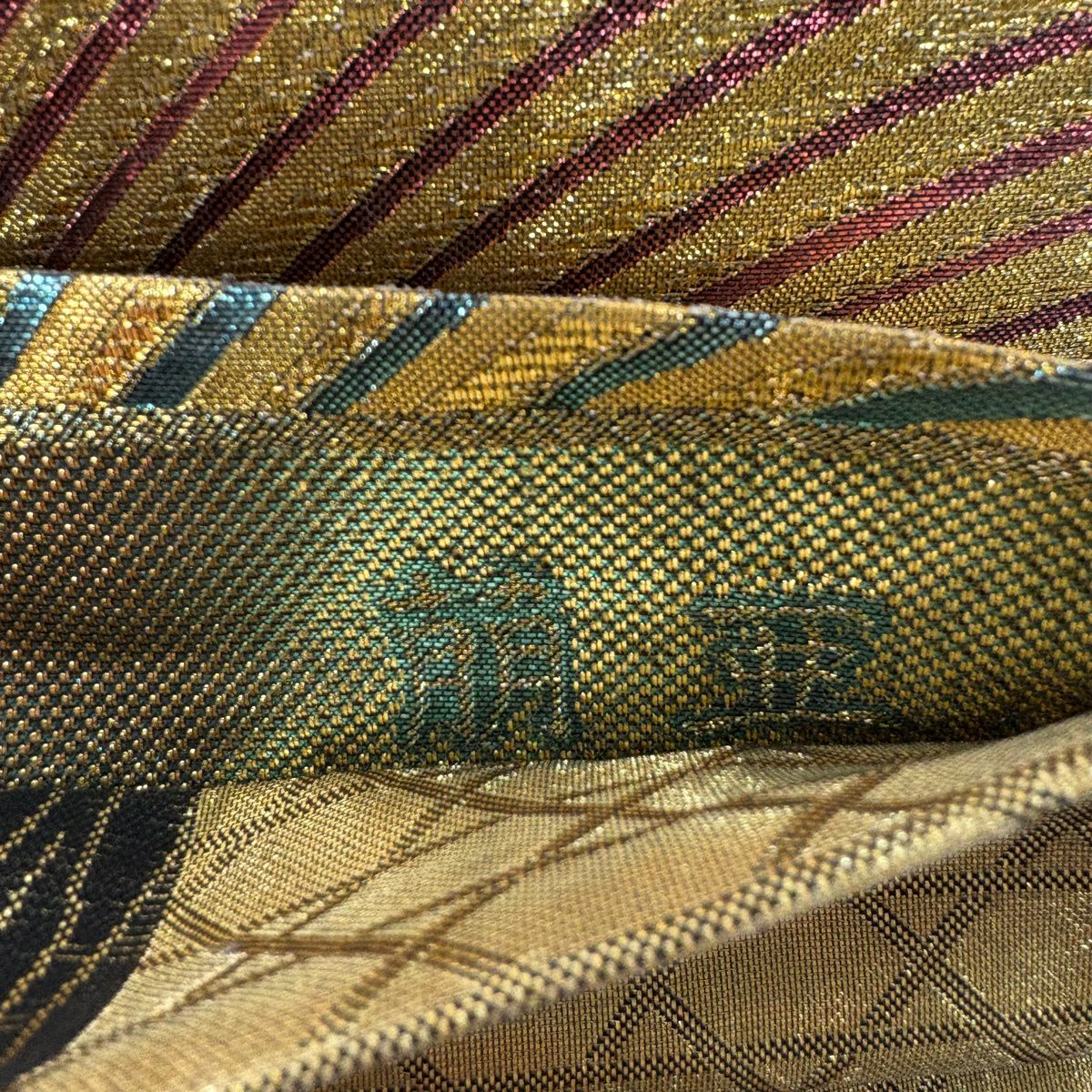 袋帶 秀品級 振袖禮服禮服用 幾何學 金金箔 六通 純蠶絲