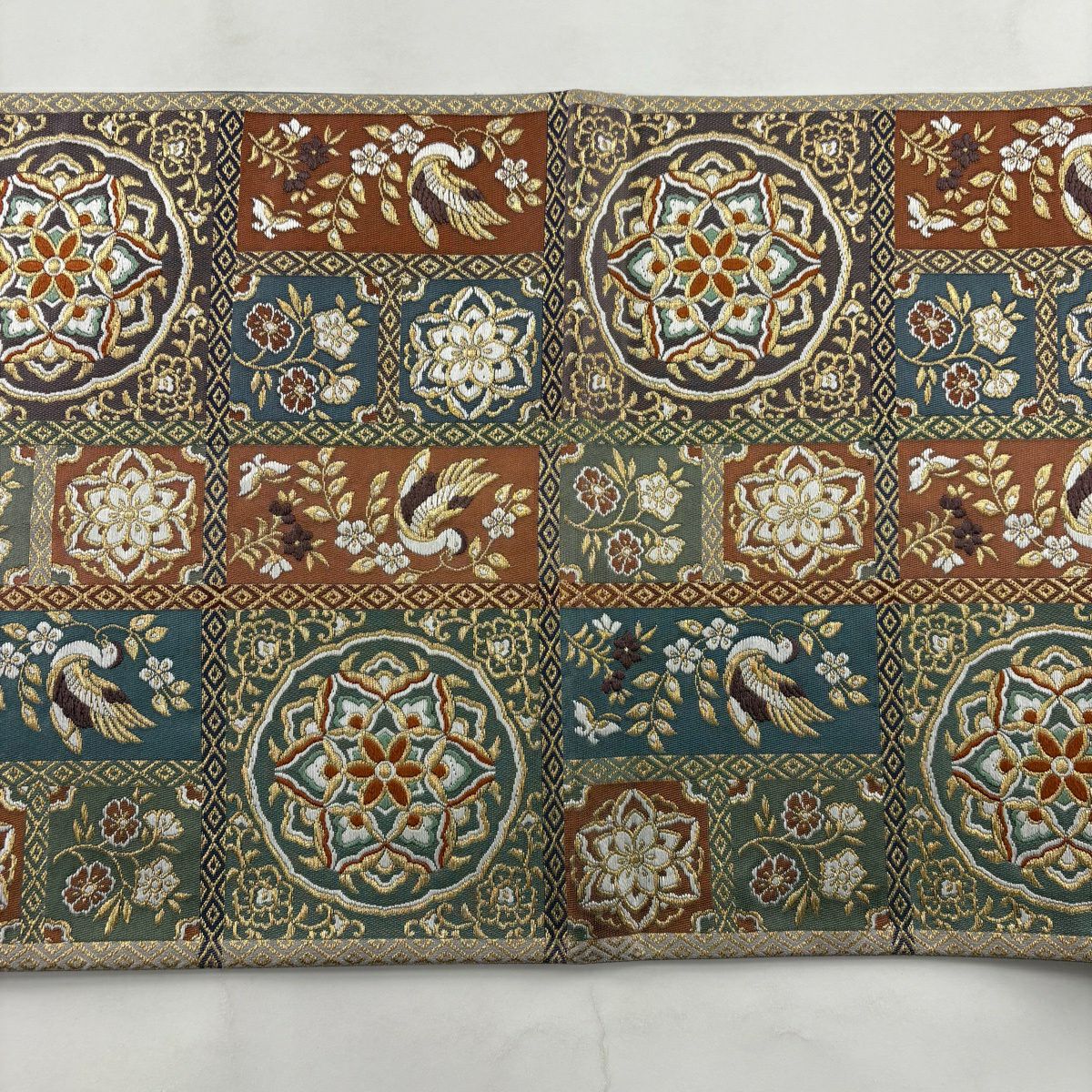 【美品】 袋帶 秀品級 證書齊全 華紋 花鳥 金金箔 金絲 灰紫 六通 純蠶絲