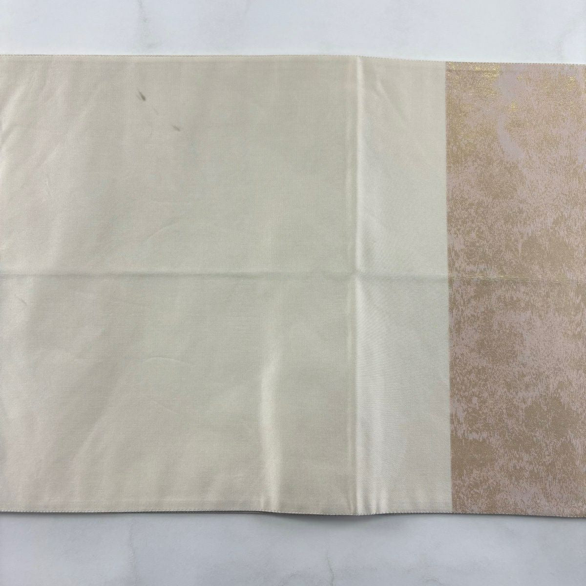 袋帶 秀品級 雪輪 草花紋 金金箔 相良刺繡 粉米色 お太鼓圖案 純蠶絲