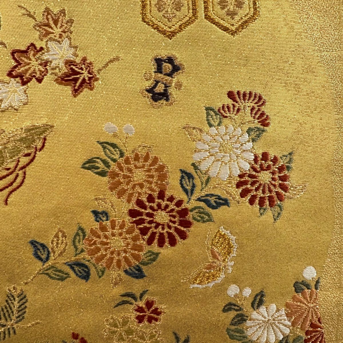 袋帶 秀品級 龜甲 花鳥 金金箔 金絲 金色 六通 純蠶絲