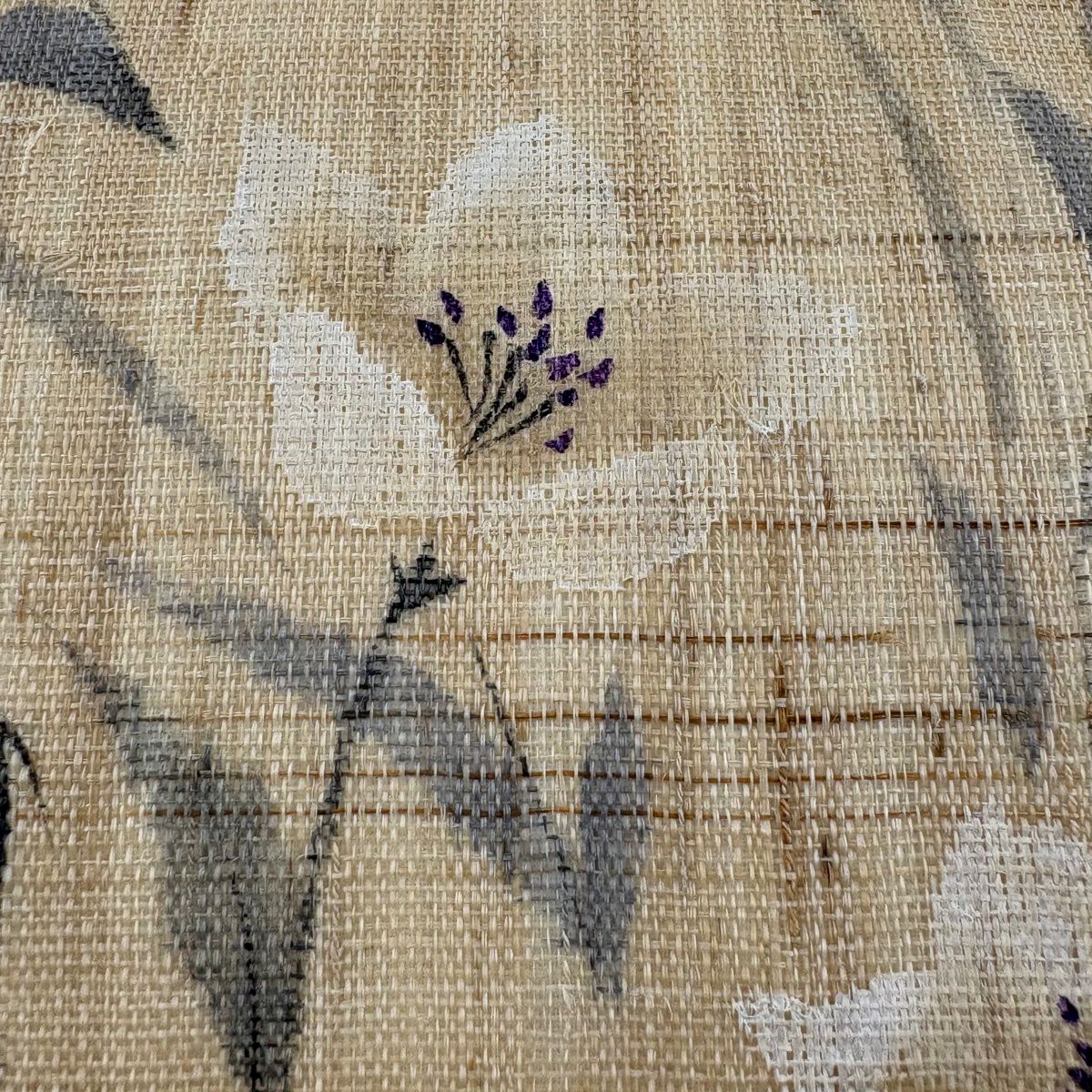 【美品】 名古屋帶 秀品級 夏帶 草花紋 薄茶 純麻