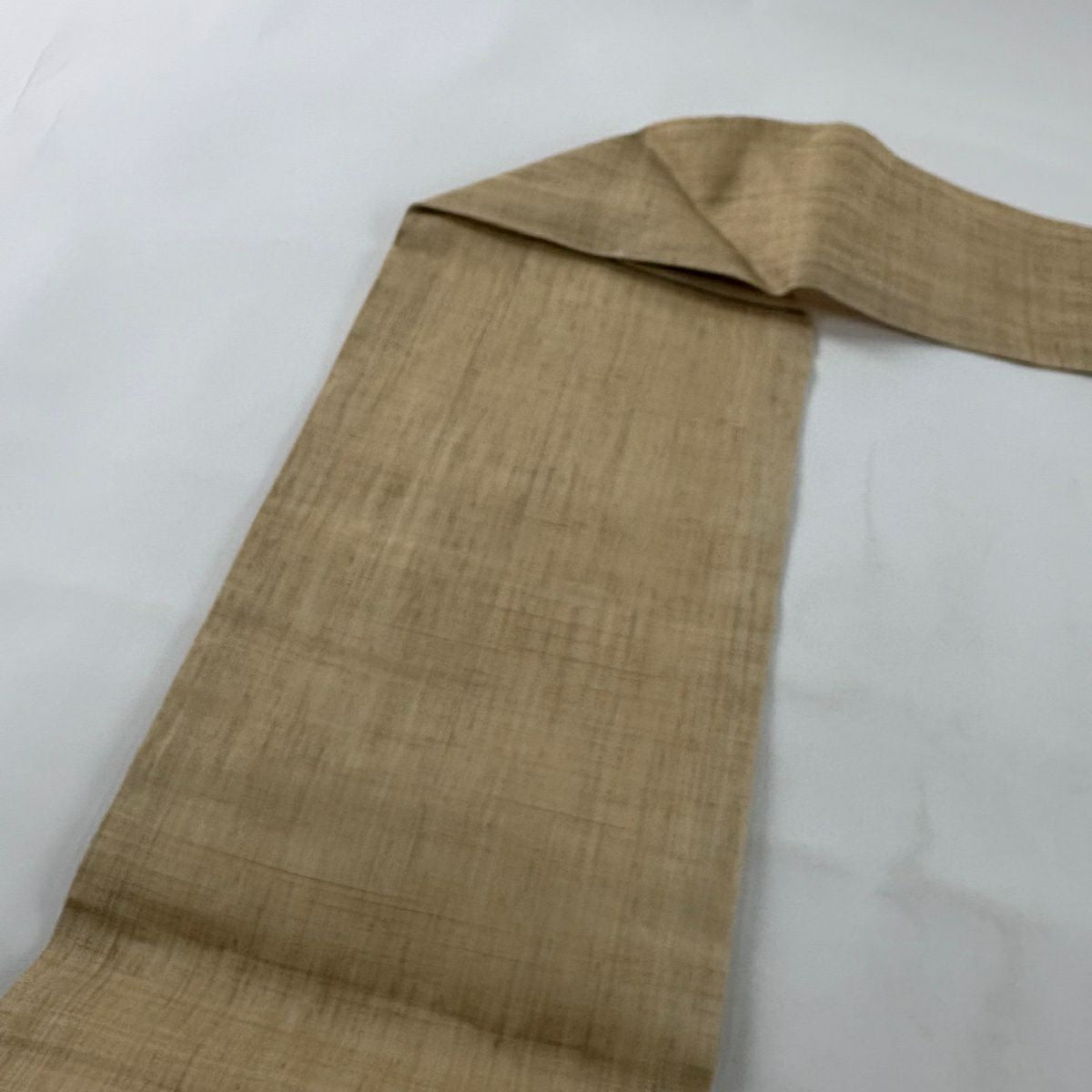 【美品】 名古屋帶 秀品級 夏帶 草花紋 薄茶 純麻
