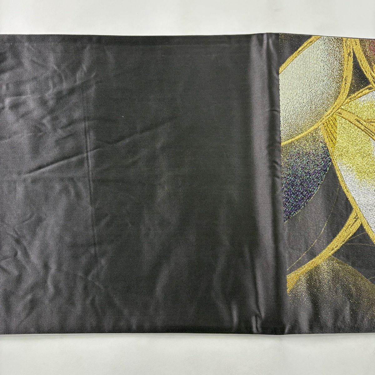 【美品】 袋帶 秀品級 花 金銀絲 金金箔 灰紫 六通 純蠶絲