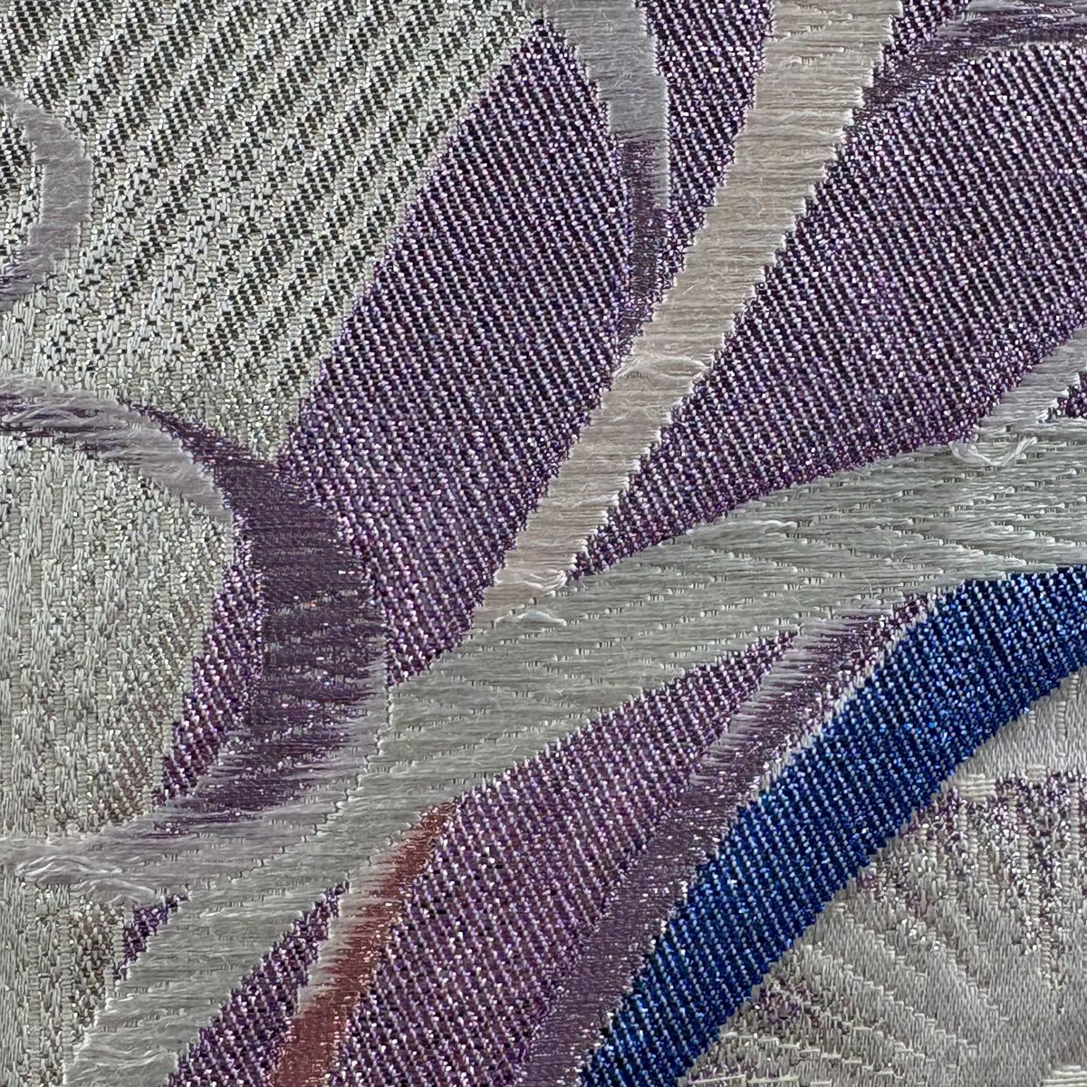 袋帶 秀品級 振袖禮服禮服用 關西仕立 花 唐草紋 金銀彩 金金箔 淺紫 六通 純蠶絲
