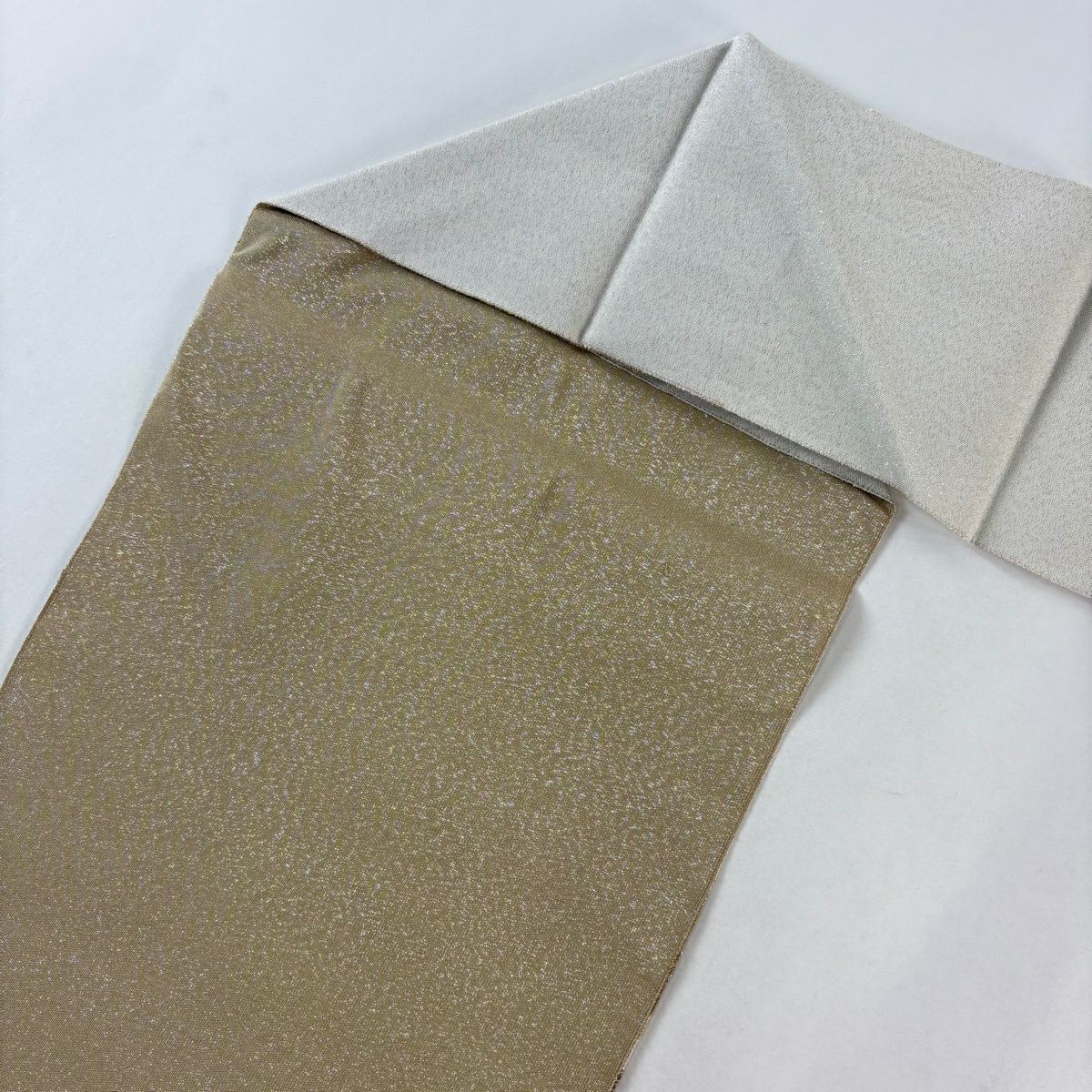 【美品】名古屋帶 名品級 八寸名古屋帶 霞 金銀彩 綴織 茶 純蠶絲