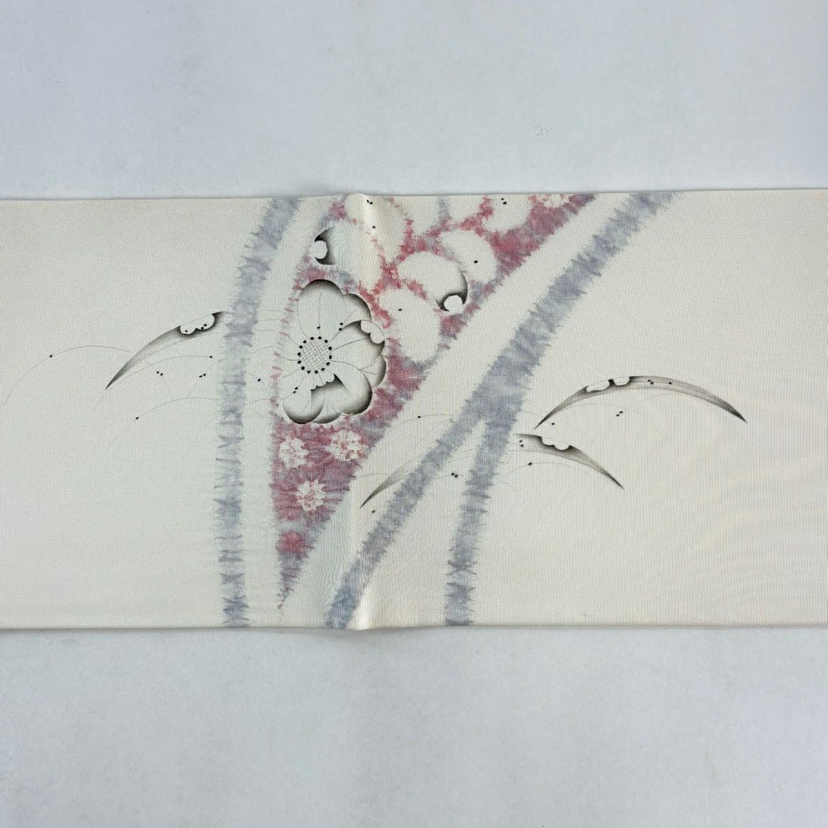 名古屋帶 名品級 附落款 辻花染圖案 雪芝 絞染 奶油色 純蠶絲