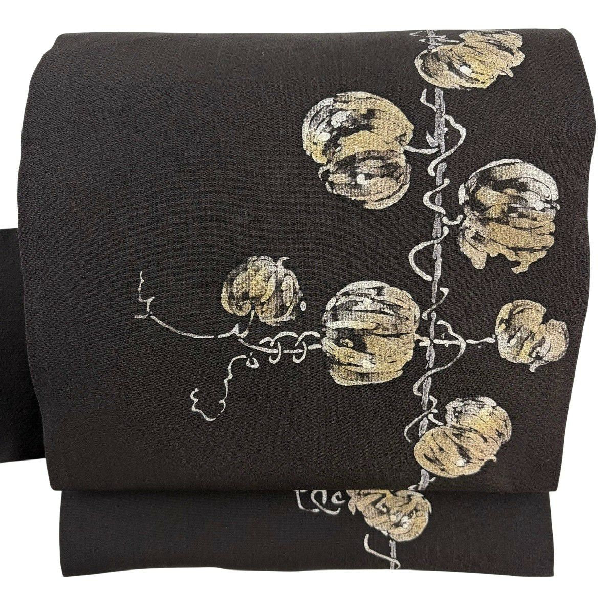 【美品】 名古屋帶 名品級 鬼燈 焦茶 純蠶絲