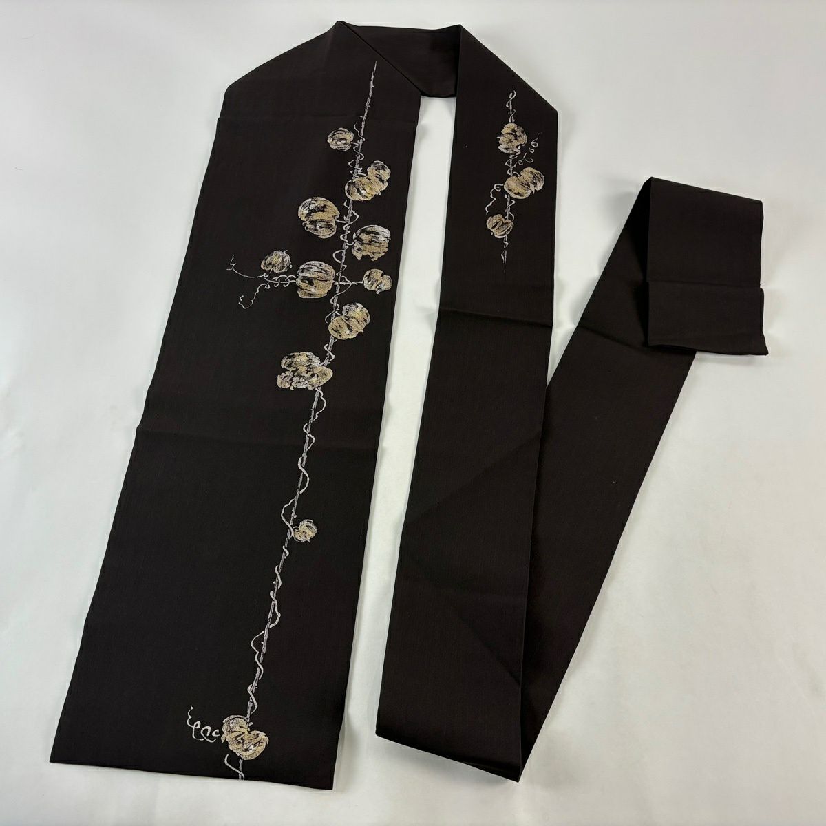 【美品】 名古屋帶 名品級 鬼燈 焦茶 純蠶絲