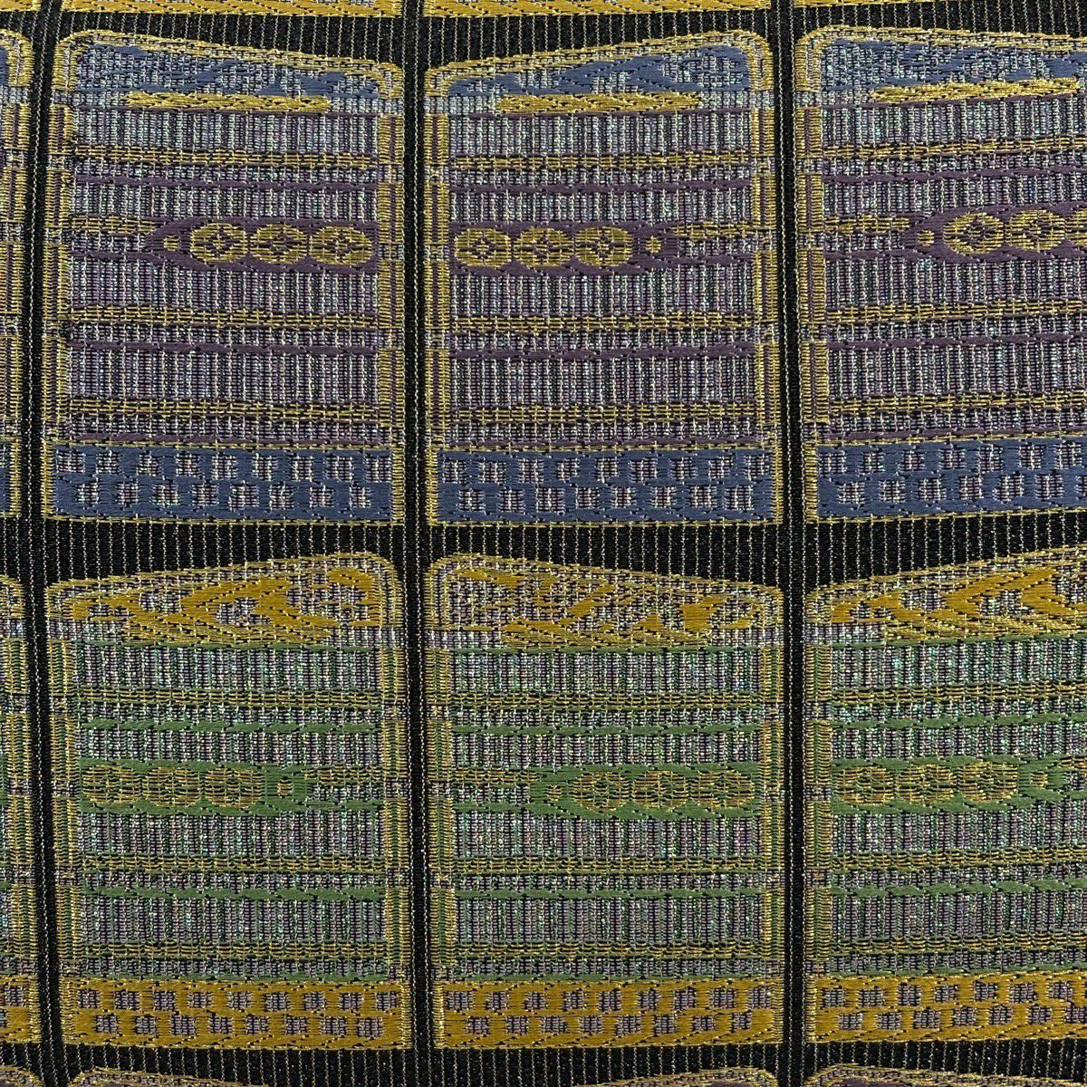 【美品】 袋帶 名品級 證書齊全 妖變綴名物裂 鎧威 金絲 金金箔 黑灰 六通 純蠶絲