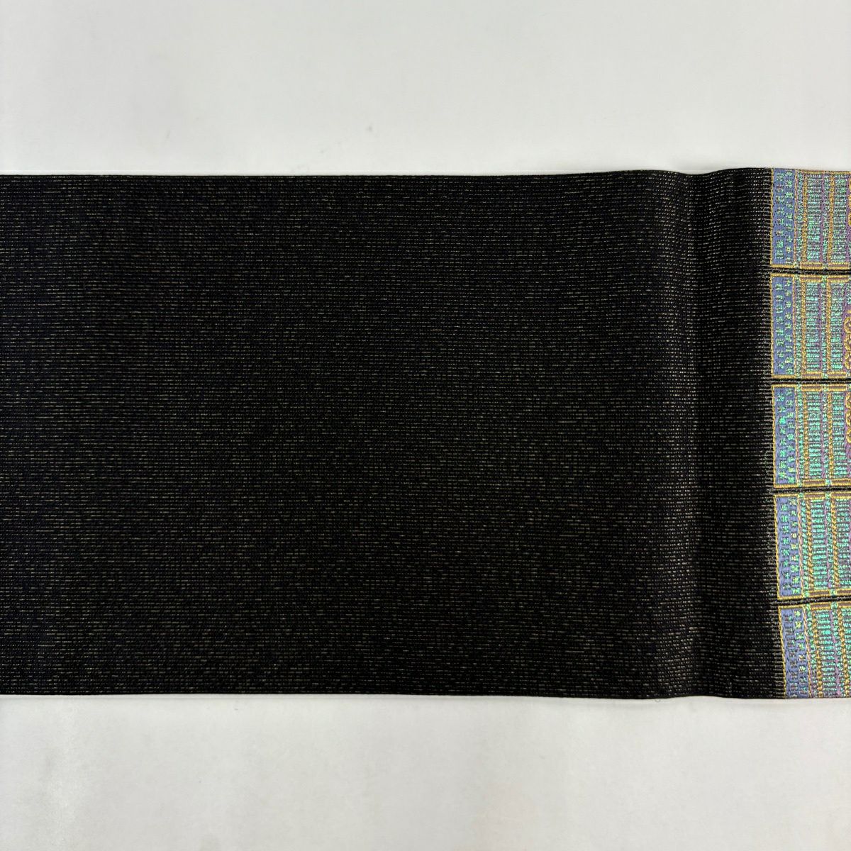 【美品】 袋帶 名品級 證書齊全 妖變綴名物裂 鎧威 金絲 金金箔 黑灰 六通 純蠶絲