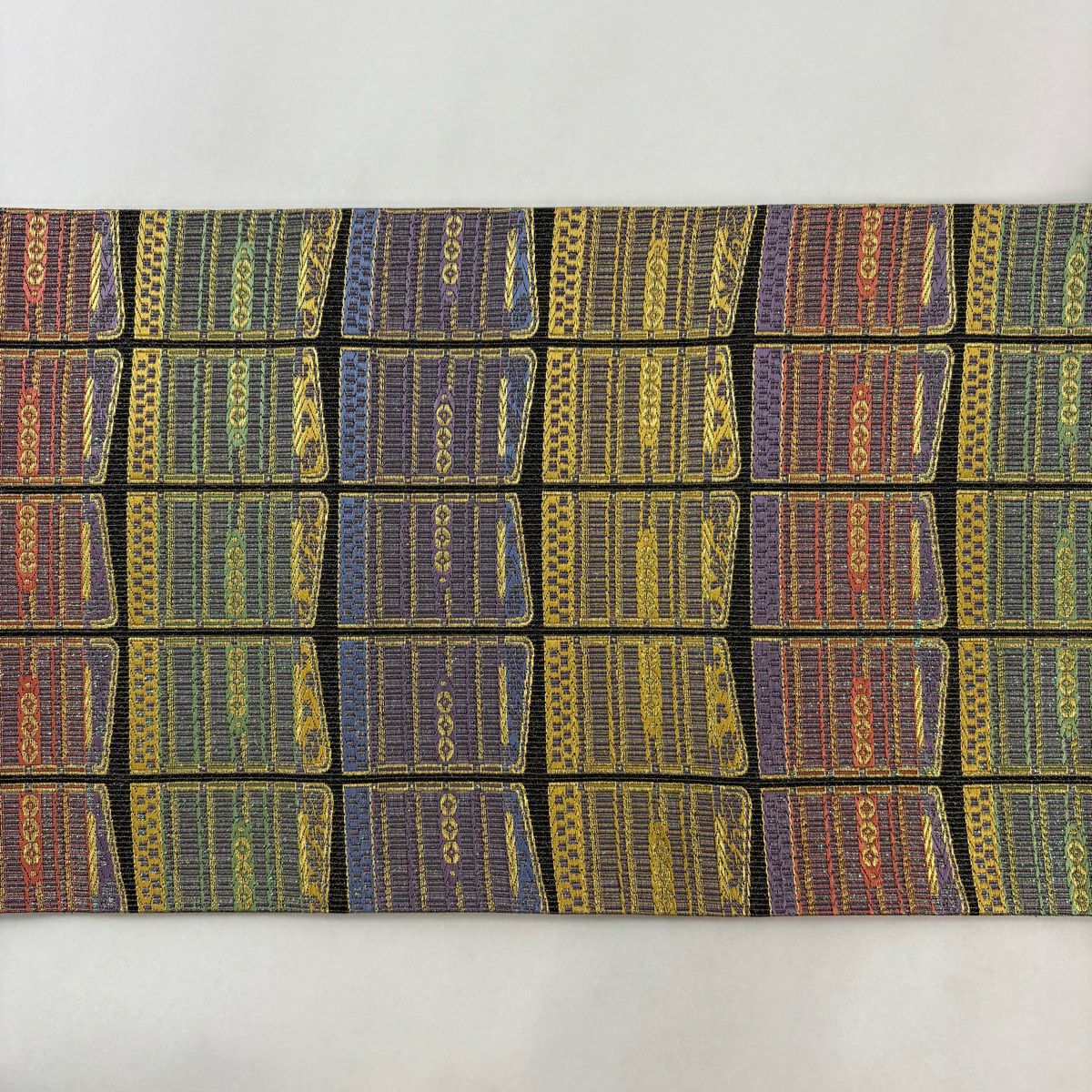 【美品】 袋帶 名品級 證書齊全 妖變綴名物裂 鎧威 金絲 金金箔 黑灰 六通 純蠶絲