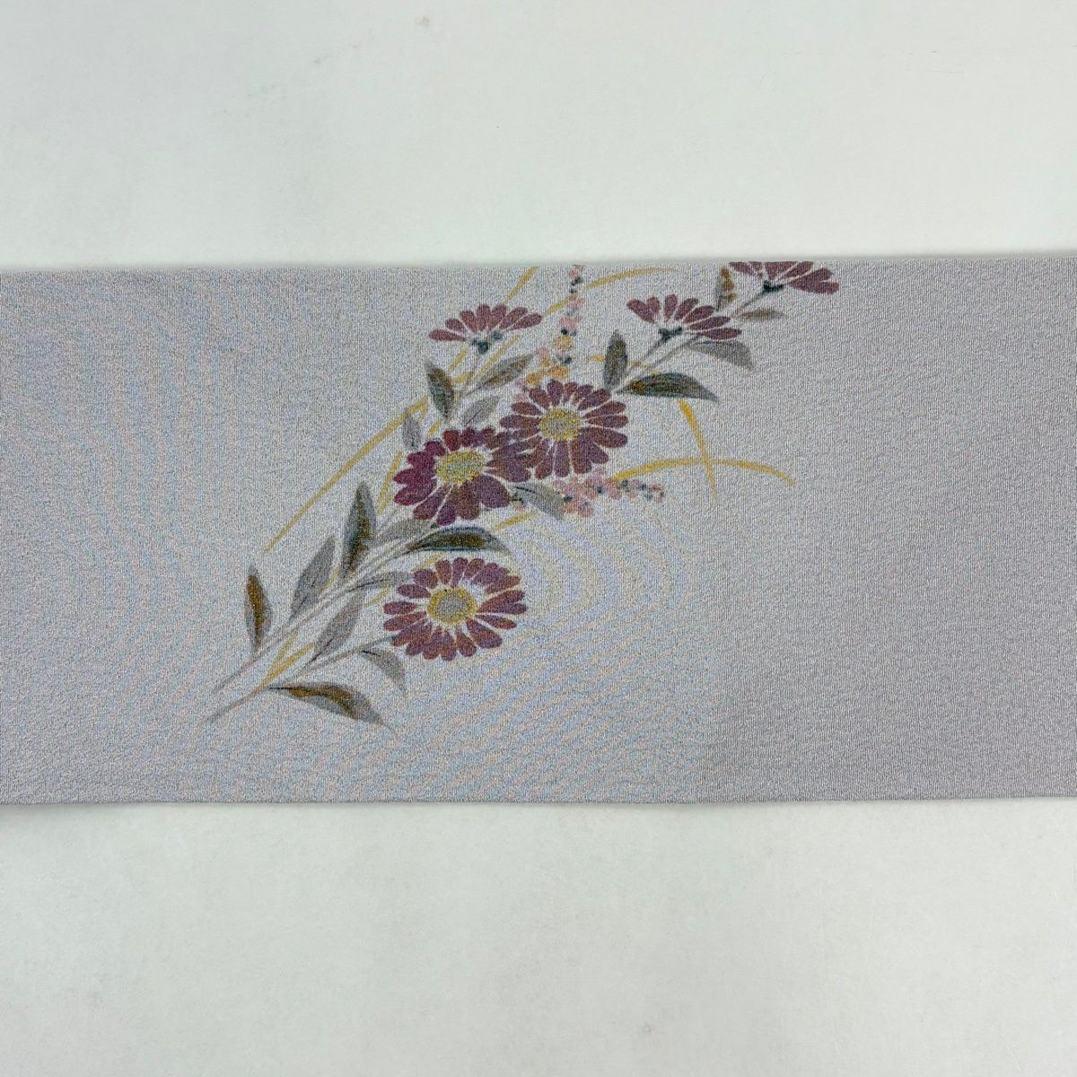 【美品】名古屋帶 名品級 草花紋 金彩裝飾 淺紫 純蠶絲
