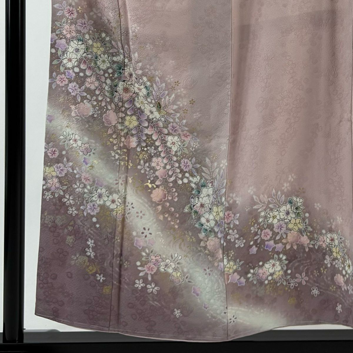 【美品】訪問服 身長156.5cm 袖長66cm M 雙層 翠山工房 やまと 有落款 辻花染 波 螺鈿 金銀彩 粉紅 純蠶絲 名品級