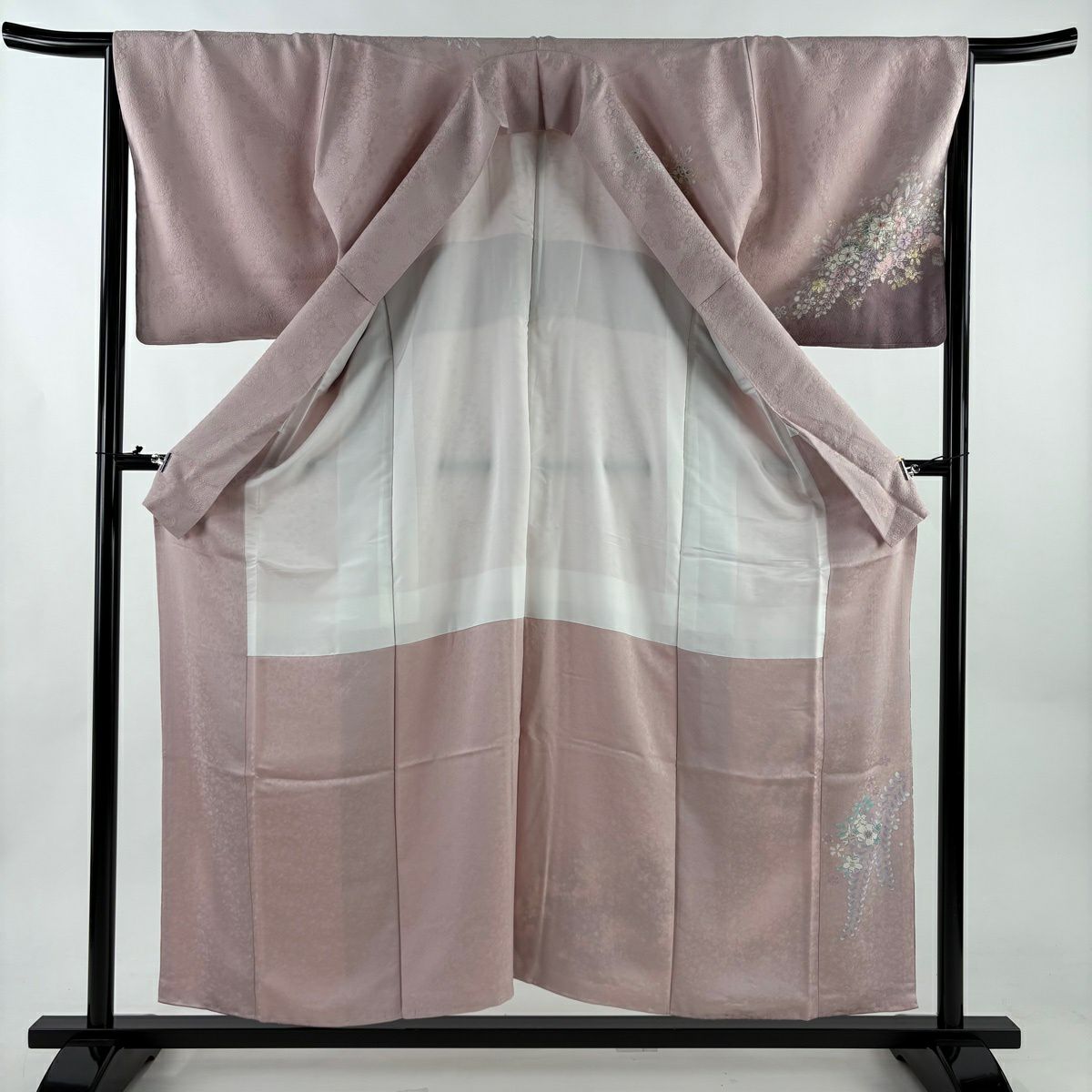 【美品】訪問服 身長156.5cm 袖長66cm M 雙層 翠山工房 やまと 有落款 辻花染 波 螺鈿 金銀彩 粉紅 純蠶絲 名品級