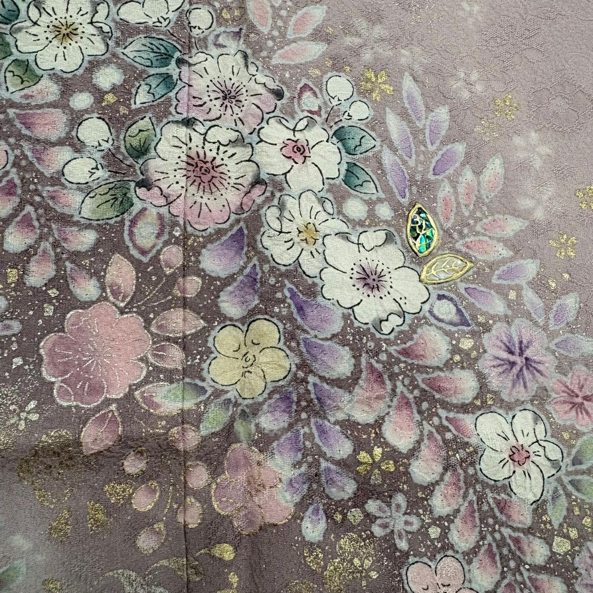 【美品】訪問服 身長156.5cm 袖長66cm M 雙層 翠山工房 やまと 有落款 辻花染 波 螺鈿 金銀彩 粉紅 純蠶絲 名品級