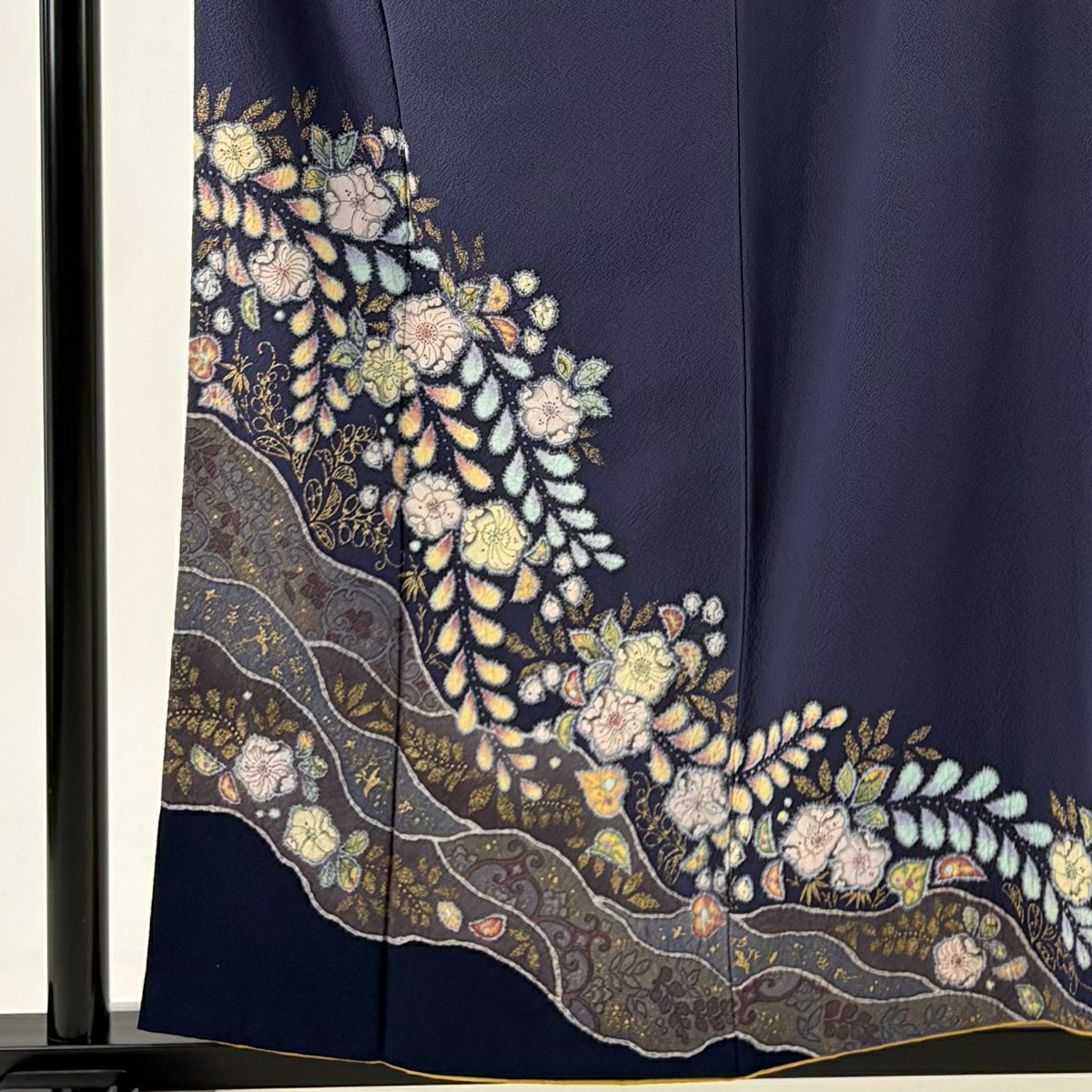 付下 身長158cm 袖長62.5cm S 雙層 翠山工房 大和 有落款 辻花染 花唐草紋 金銀彩 青紫 純蠶絲 名品級