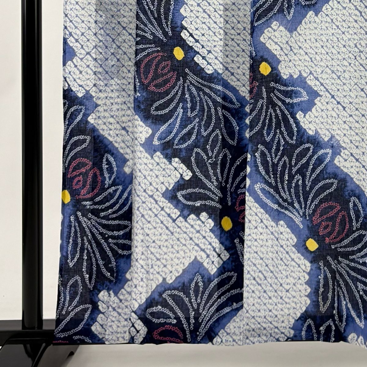 【美品】 浴衣 身長162.5cm 袖長63.5cm S 絞染浴衣 菊花花 青紫 棉 名品級