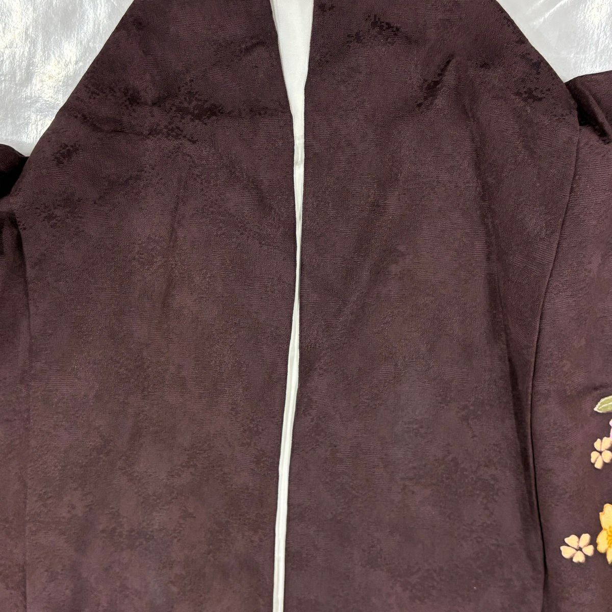振袖禮服 身長162cm 袖長64cm M 雙層 大和 雪輪 櫻花 金銀彩 漸層 焦茶 純蠶絲 名品級
