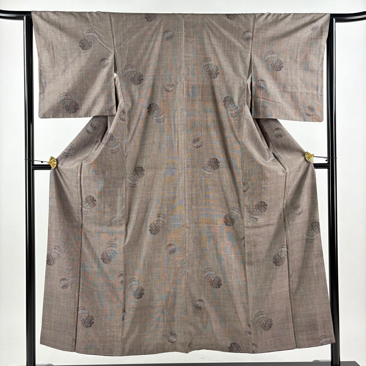 【美品】 紬織 身長152cm 袖長63.5cm S 雙層 鞠 焦茶 純蠶絲 名品級