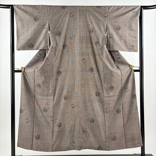 【美品】 紬織 身長152cm 袖長63.5cm S 雙層 鞠 焦茶 純蠶絲 名品級