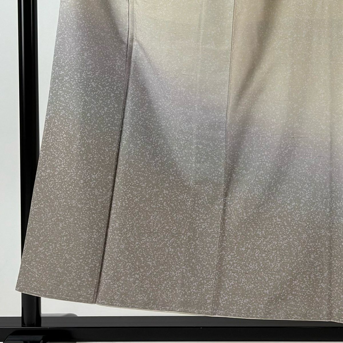 【美品】 付下 身長155cm 袖長63cm S 雙層 紬織織 裾暈染 幾何學 薄綠 純蠶絲 名品級