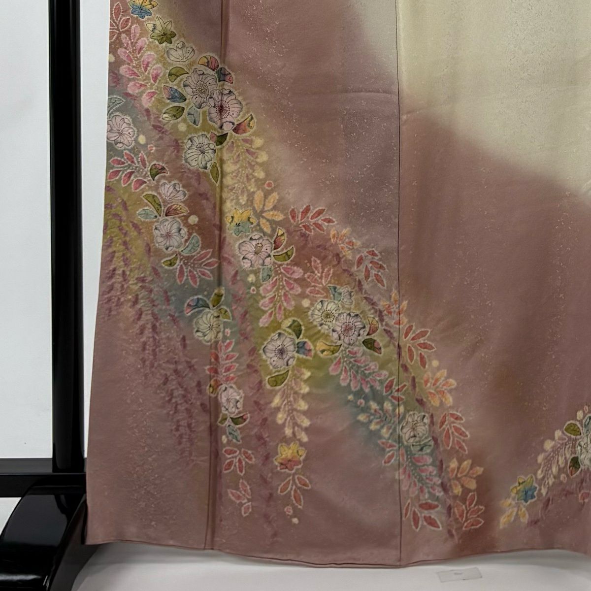 訪問服 身長166.5cm 袖長68cm L 雙層 徳永憲峯 落款あり 辻花染 金銀彩 漸變 粉紅 純蠶絲 名品級