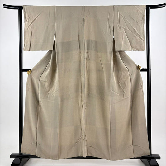 小紋 身長157cm 袖長62.5cm S 雙層 變化市松樹 幾何圖案 灰茶 純蠶絲 名品級