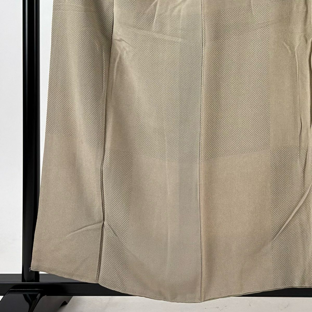 小紋 身長157cm 袖長62.5cm S 雙層 變化市松樹 幾何圖案 灰茶 純蠶絲 名品級