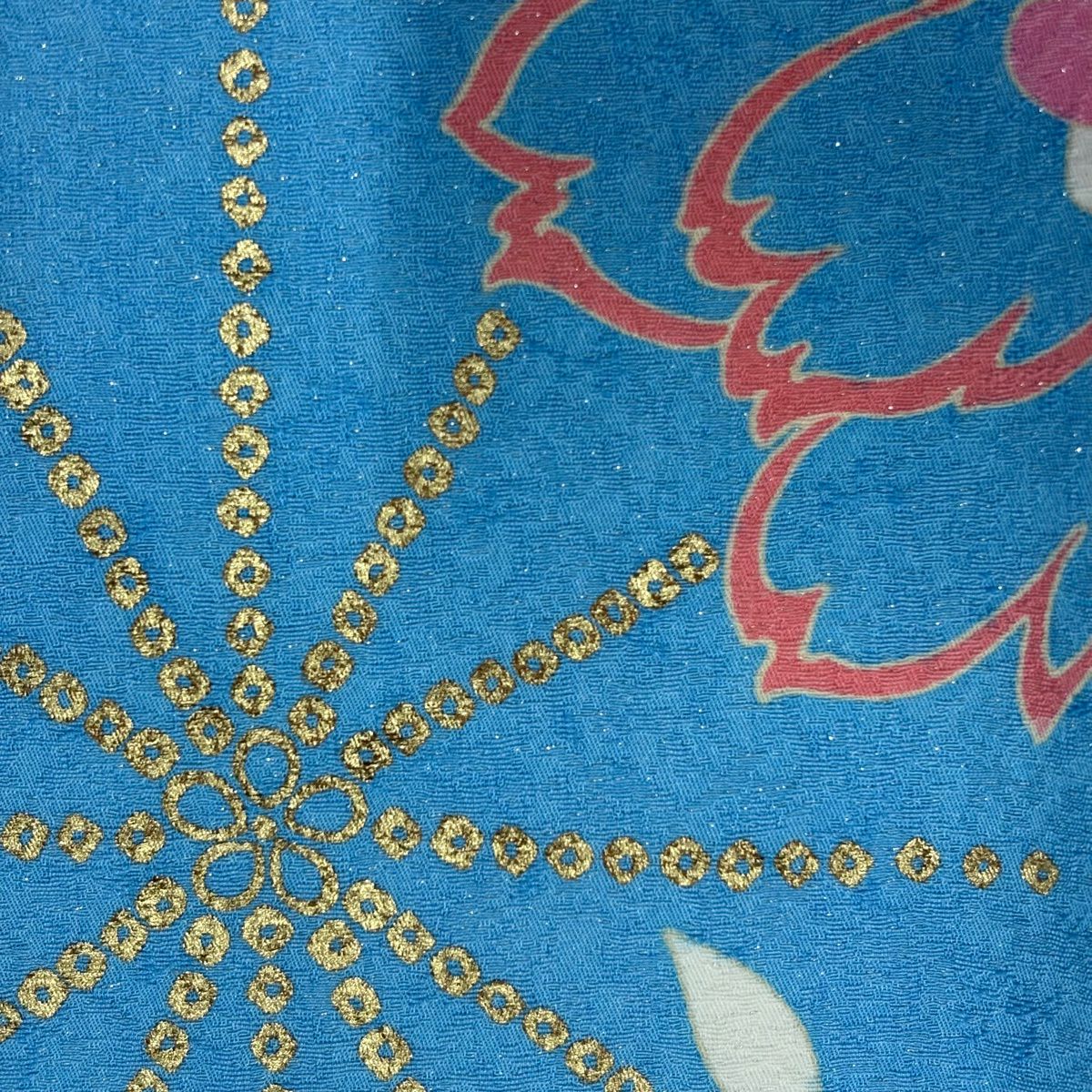 振袖禮服 身長156cm 袖長66.5cm M 雙層 牡丹 櫻花 刺繡 銀通 水色 純蠶絲 名品級
