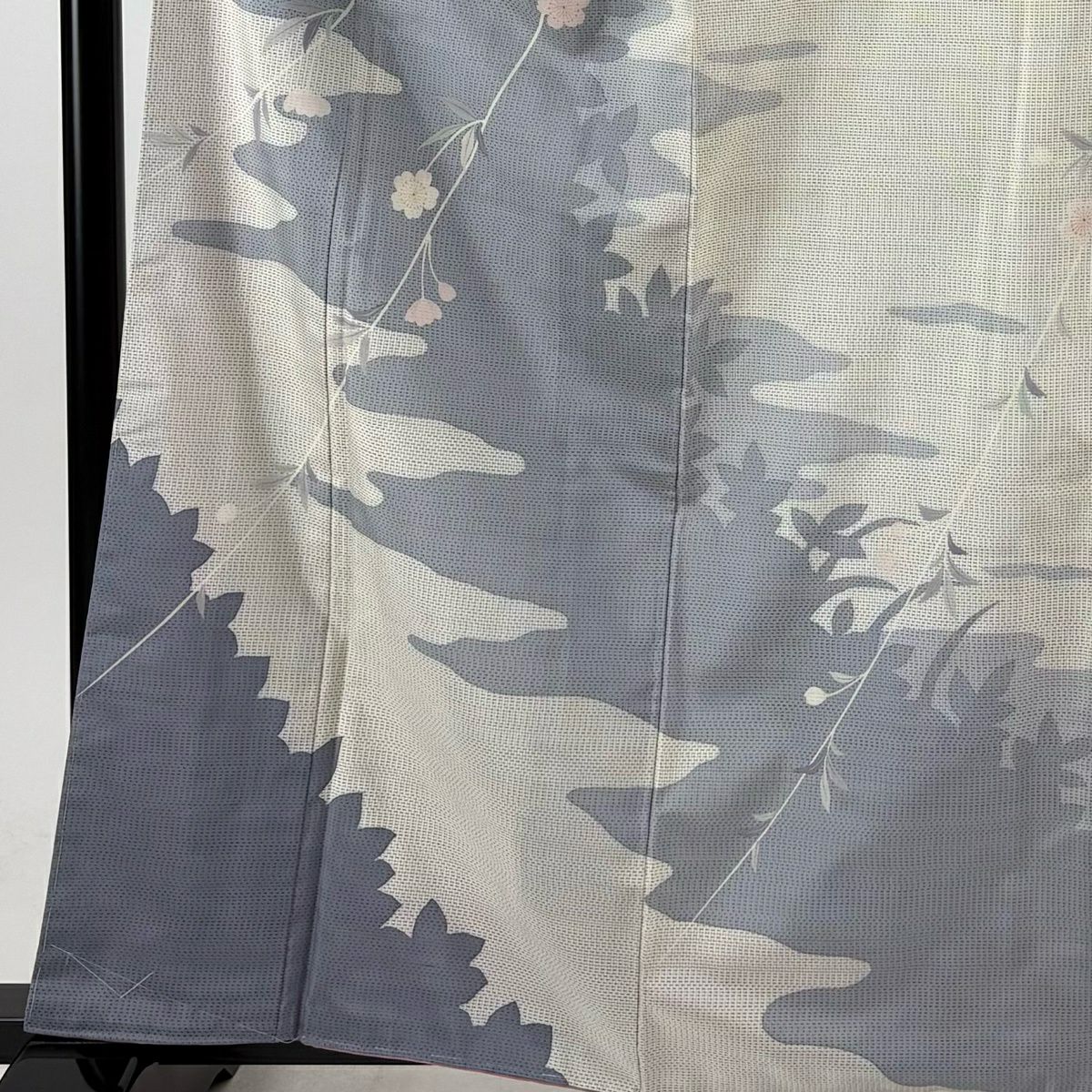 【美品】訪問服 身長161.5cm 袖長63.5cm S 雙層 大島紬織地 落款あり 證書あり 櫻花 霞 金銀彩 灰白 純蠶絲 名品級