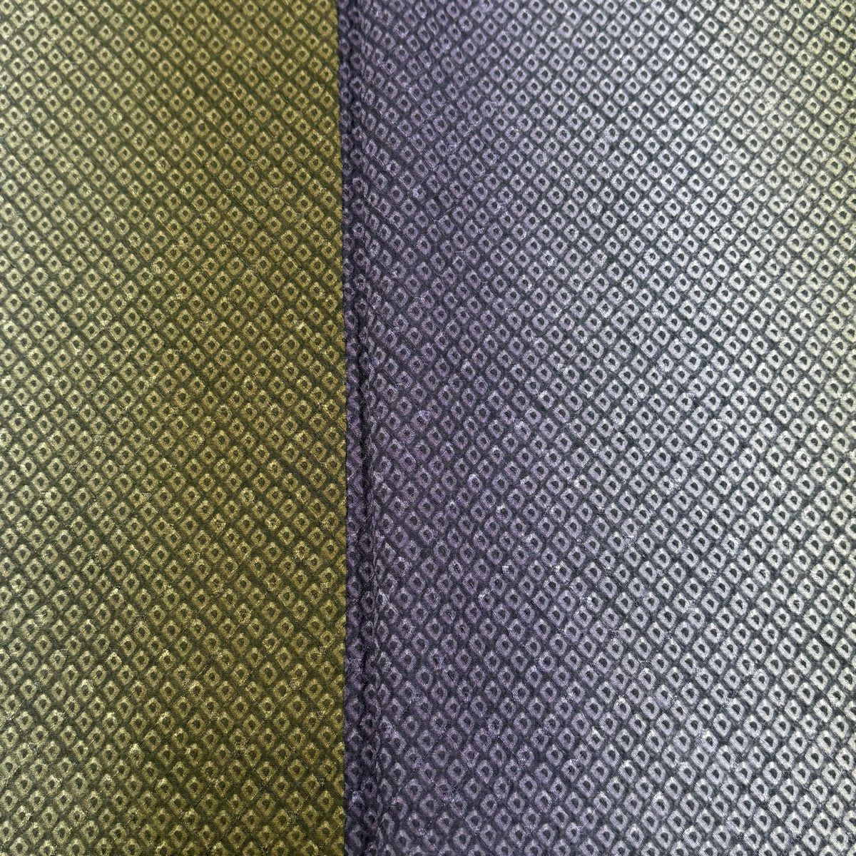 【美品】 小紋 身長159cm 袖長65cm M 雙層 附披肩 絞染 縱向漸變 深藍 純蠶絲 名品級