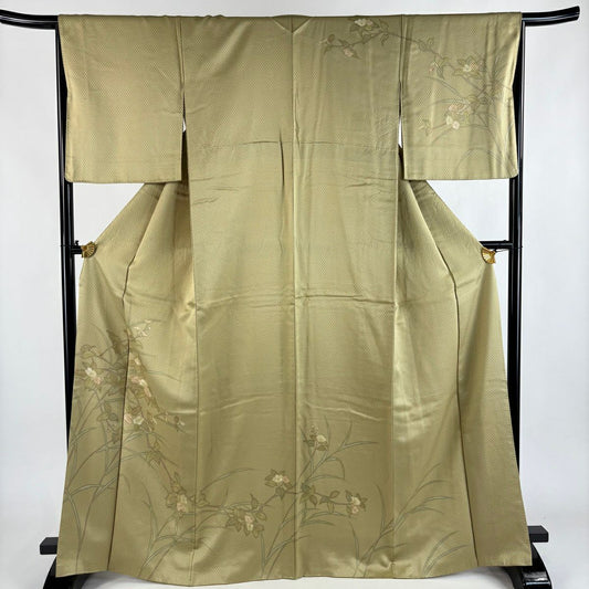 訪問服 身長166cm 袖長65cm M 雙層 枝花 芝 抹茶 純蠶絲 秀品級