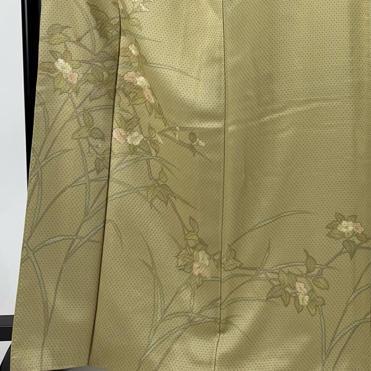 訪問服 身長166cm 袖長65cm M 雙層 枝花 芝 抹茶 純蠶絲 秀品級