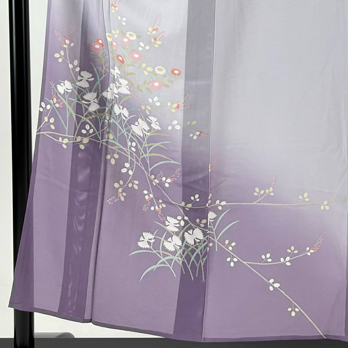 【美品】 付下 身長155.5cm 袖長63cm S 薄物 絽 鷺草 草花紋紋 漸層 薄紫 純蠶絲 秀品級