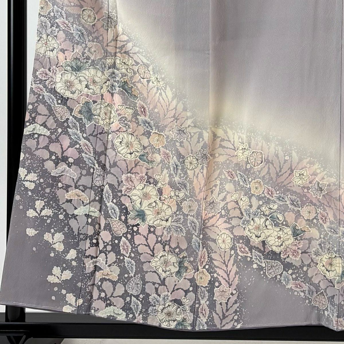 訪問服 身長157.5cm 袖長64cm M 雙層 大和 辻花染 漸層 淡紫 純蠶絲 優品級