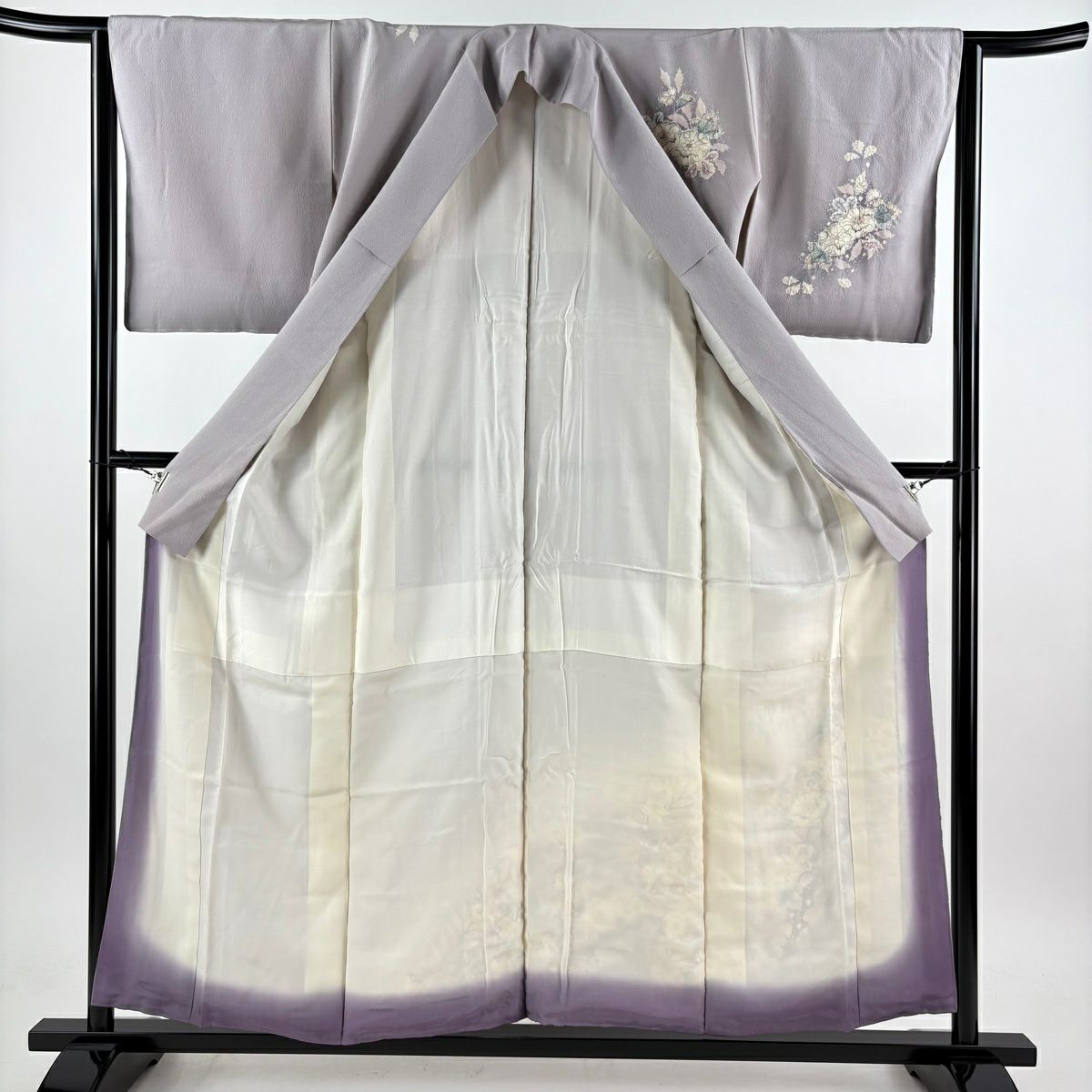 訪問服 身長157.5cm 袖長64cm M 雙層 大和 辻花染 漸層 淡紫 純蠶絲 優品級