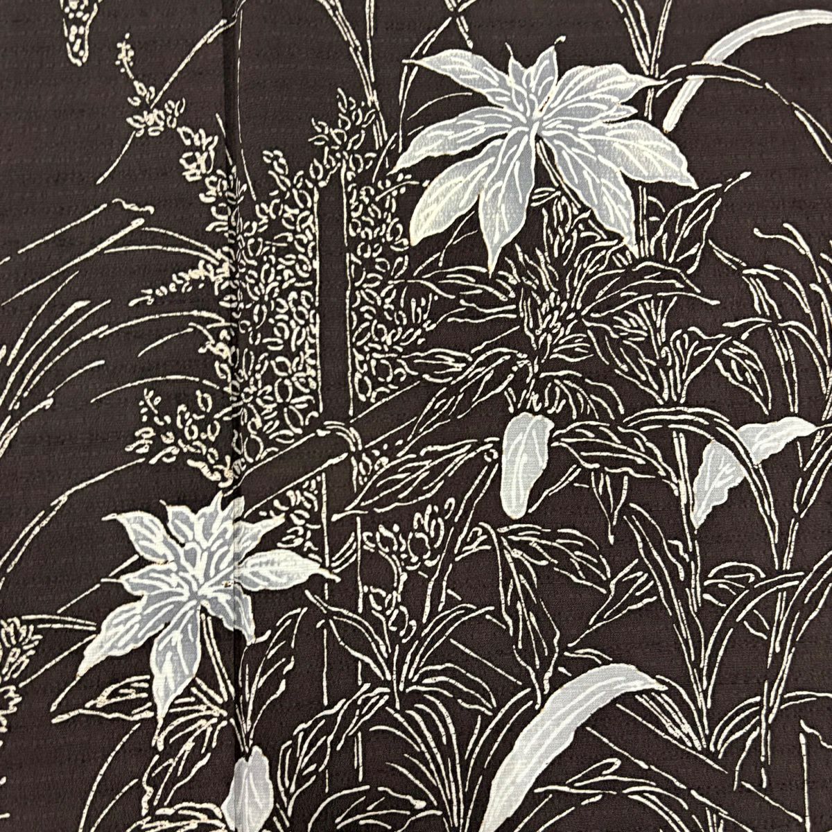 【美品】訪問服 身長154cm 袖長67cm M 雙層 草花紋紋 焦茶 純蠶絲 秀品級