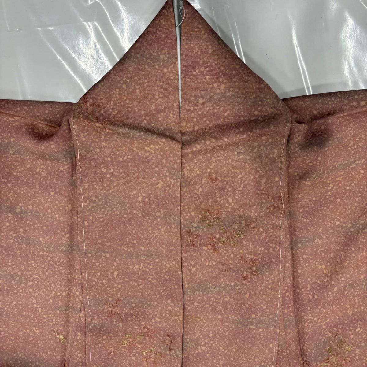 【美品】 付下 身長155.5cm 袖長65.5cm M 雙層 櫻花 霞 金線 漸層 粉紅 純蠶絲 優品級