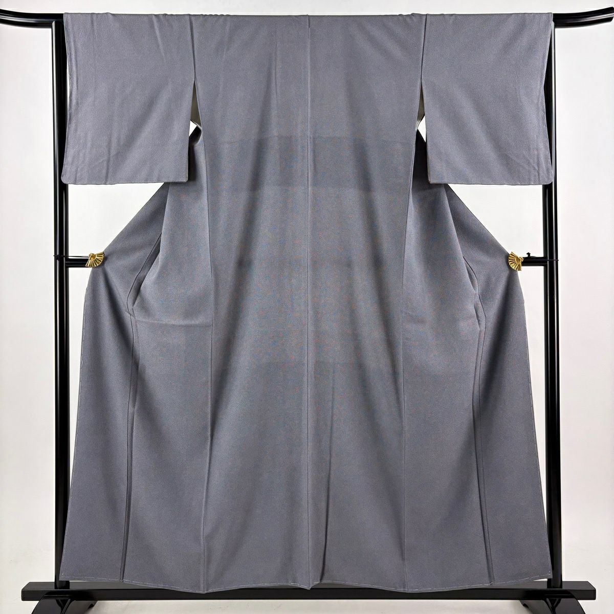 【美品】 江戶小紋 身長156.5cm 袖長65cm M 雙層 落款あり 鮫文樣 草木染 灰色 純蠶絲 秀品級