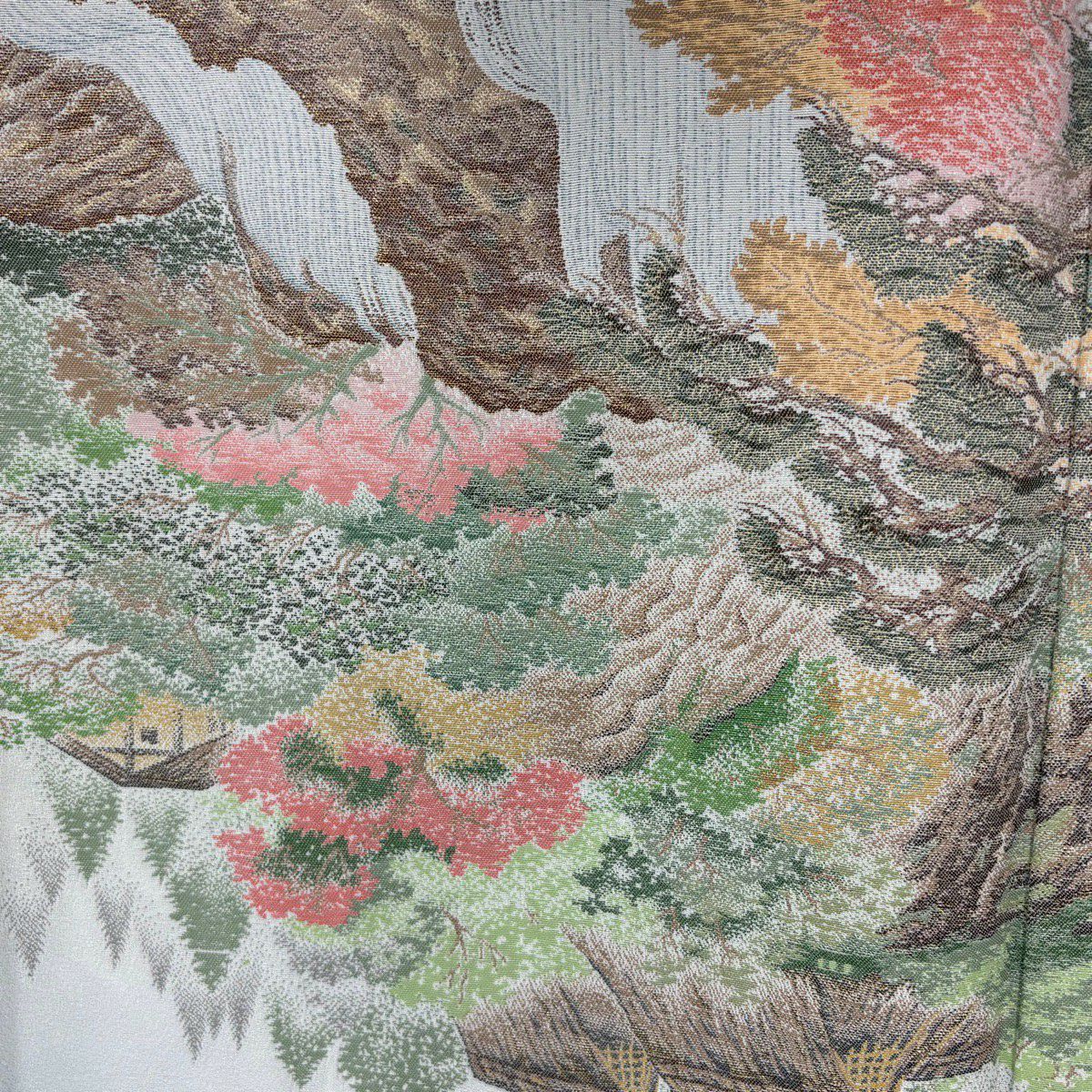 色留袖禮服 身長166cm 袖長66.5cm M 雙層 風景 金糸 漸層 水藍 純蠶絲 秀品級 一個紋