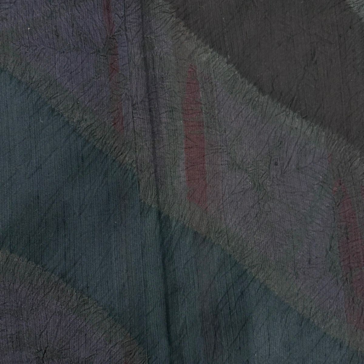 【美品】訪問服 身長158cm 袖長63cm S 雙層 紬織織 斜條 幾何學 絞染 青灰 純蠶絲 秀品級
