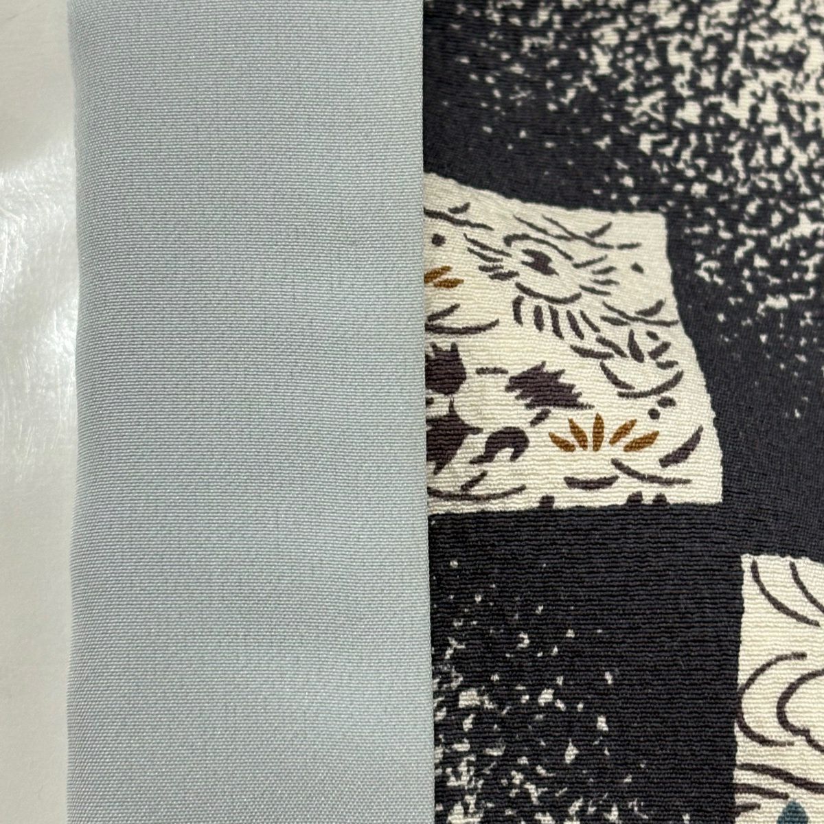 【美品】 小紋 身長165cm 袖長67cm M 雙層 草花紋紋 流水 青灰 純蠶絲 秀品級