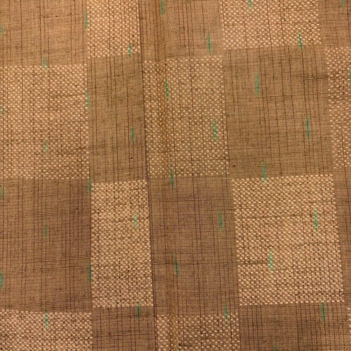 【美品】 紬織 身長163.5cm 袖長67.5cm L 雙層 證書附帶 市松樹 幾何圖案 茶 純蠶絲 優品級